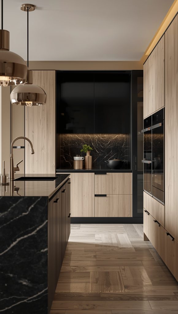 High-Contrast Oak Kitchens