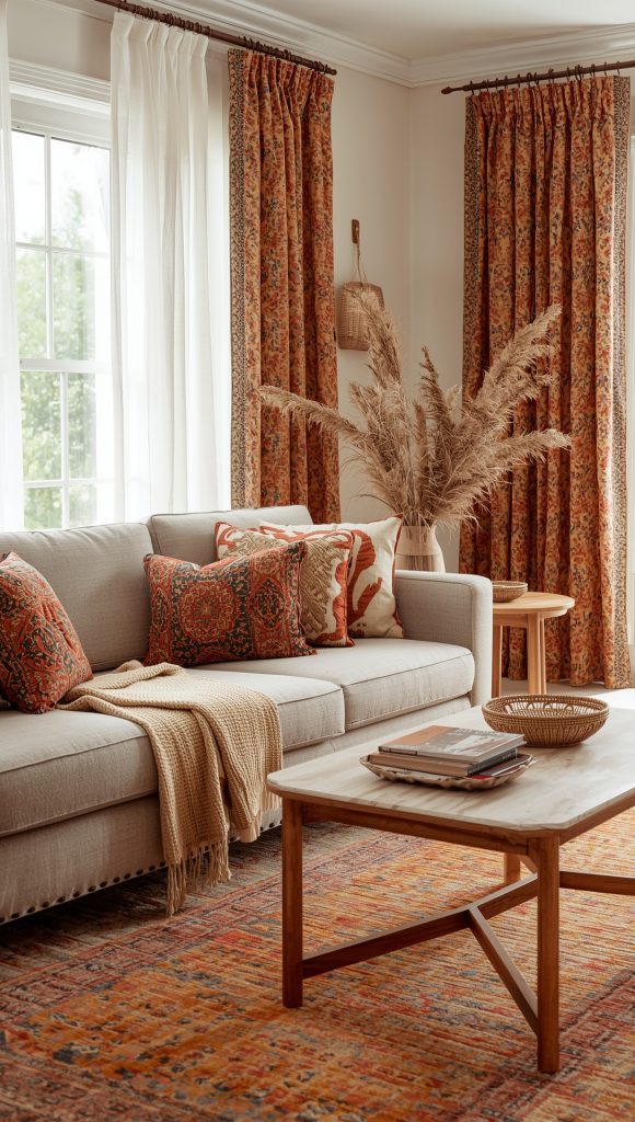 Layered Sheer + Patterned Drapes