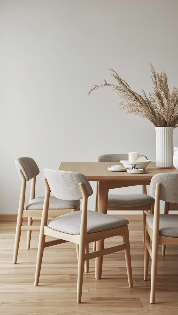 Scandinavian Japandi Dining Chairs with Upholstered Comfort