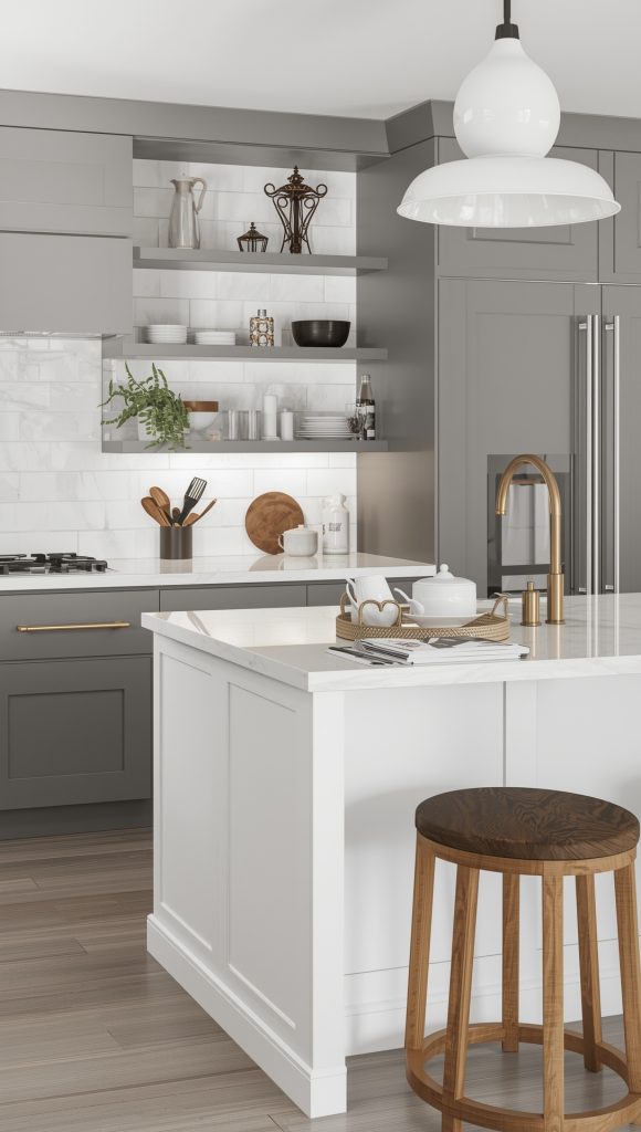 Add Glossy Accents to Contrast Matte Cabinets