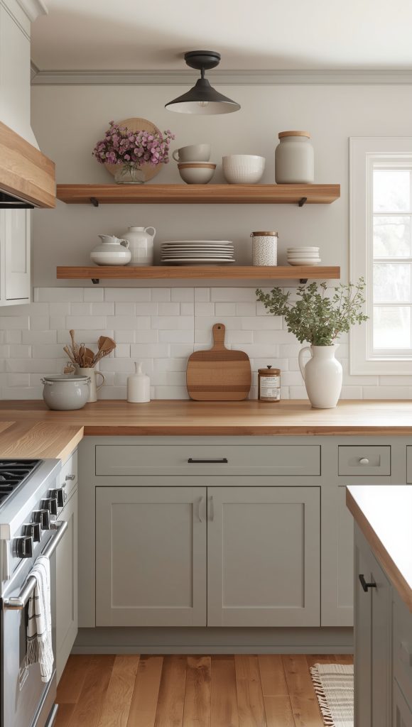 Soft Gray and Warm Wood