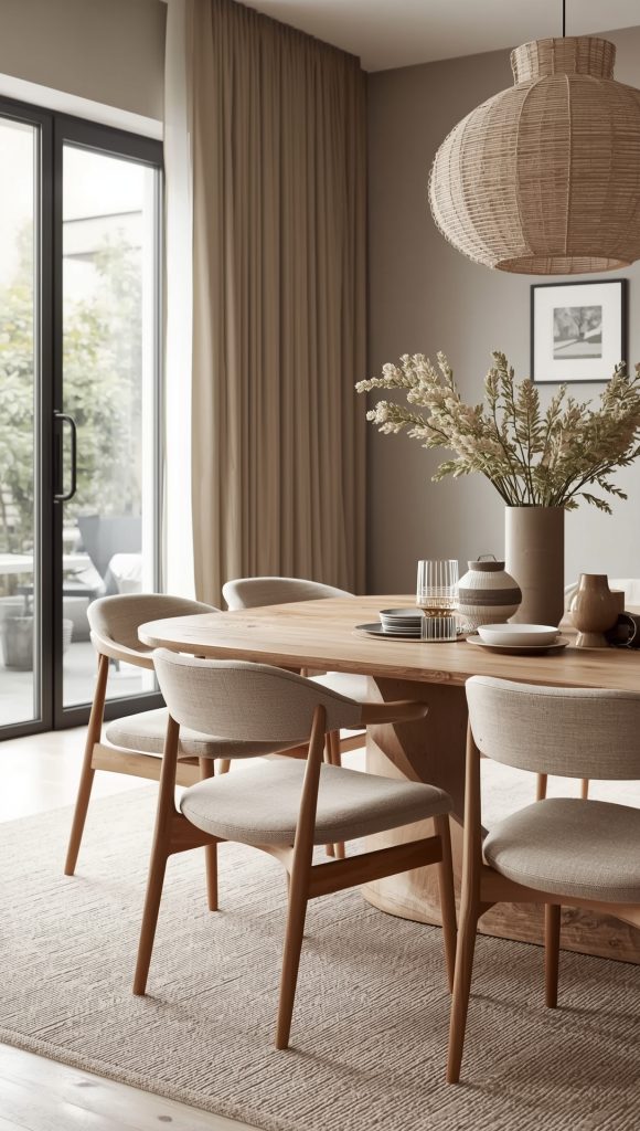Upholstered Japandi Chairs with Neutral Tones