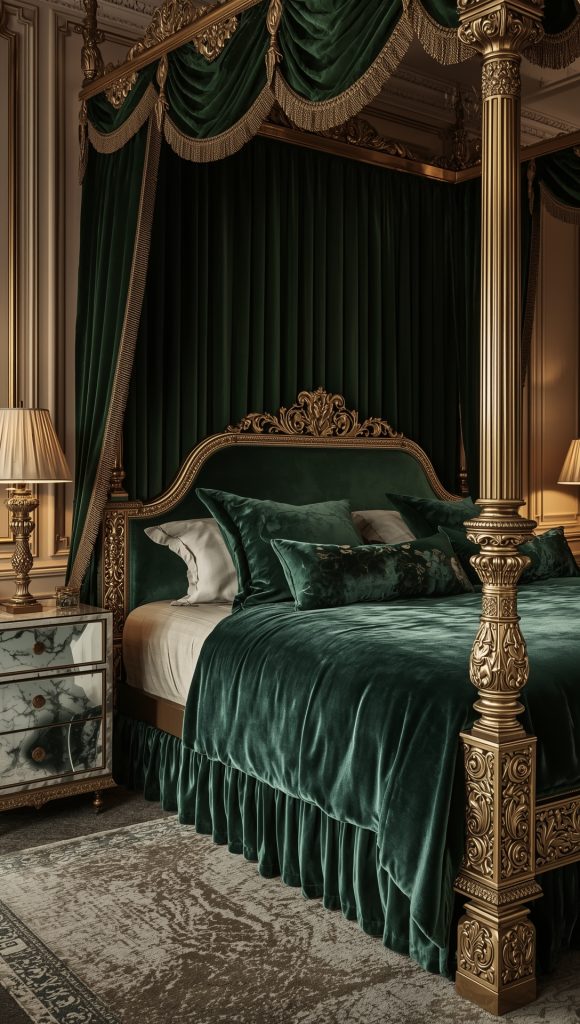 Luxury Velvet Canopy Bed