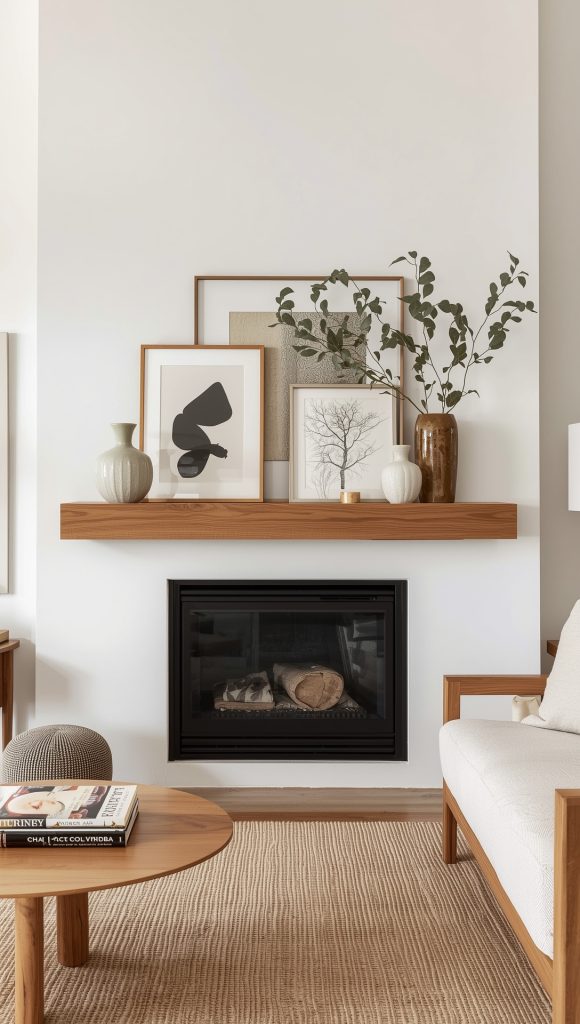 Floating Wood Beam Mantel