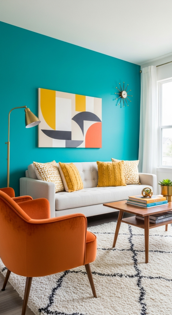 Retro Contemporary Living Room Color Pop