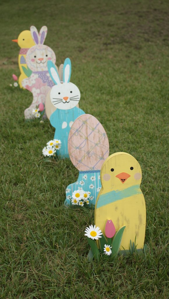 Wooden Easter Yard Stakes