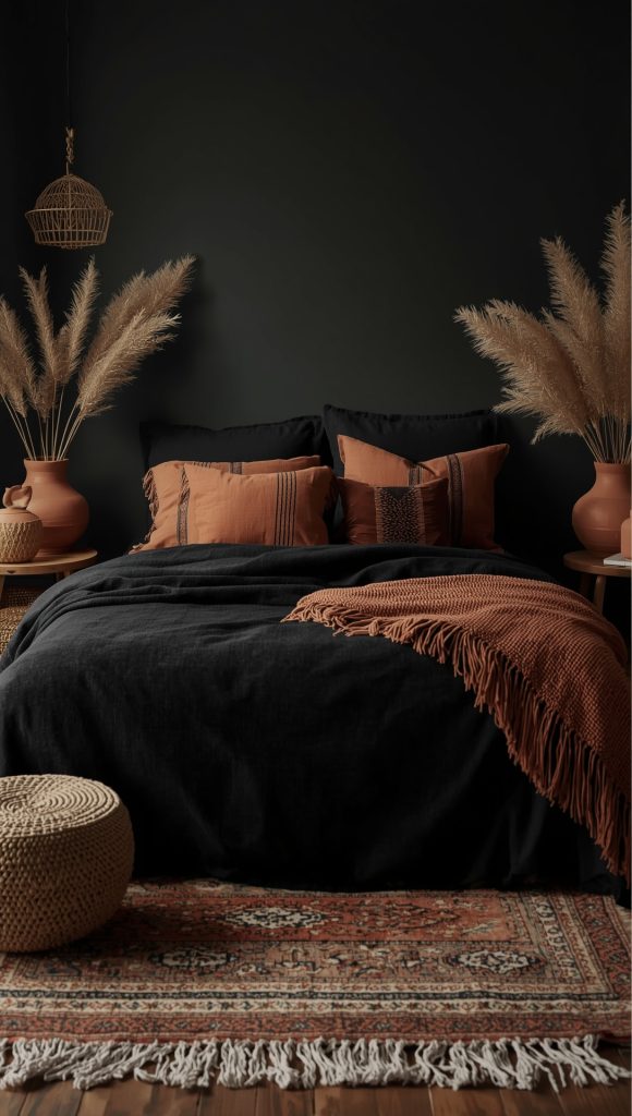 Mix Earthy Tones with Black Accents
