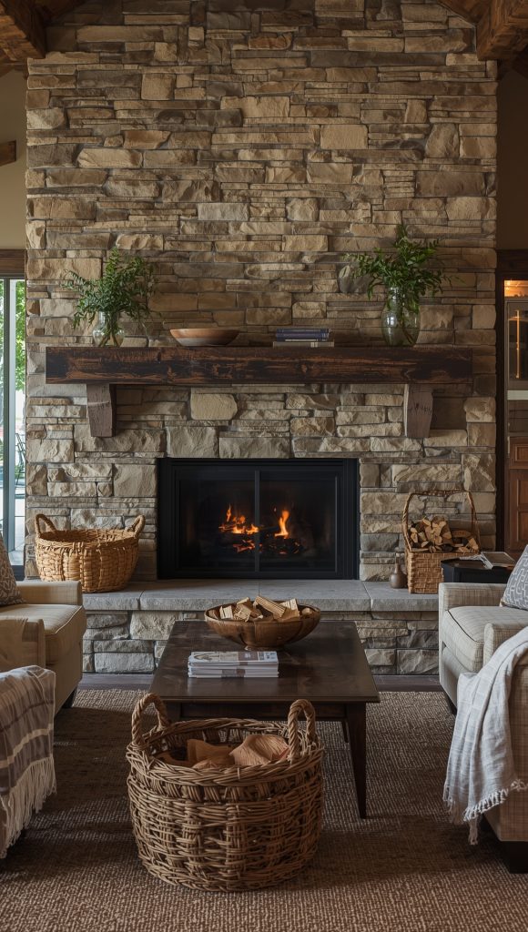 Stone Fireplaces: The Heart of Rustic Living Rooms