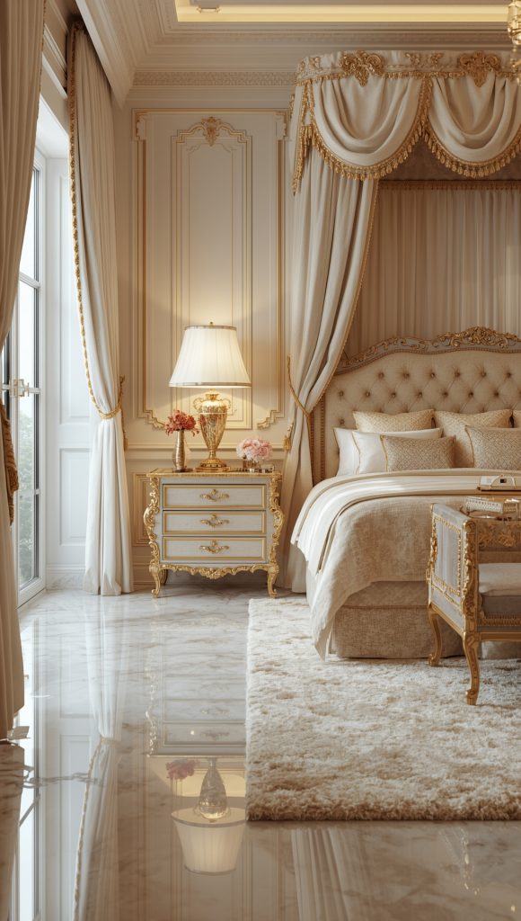 Elegant Tufted Canopy Bed