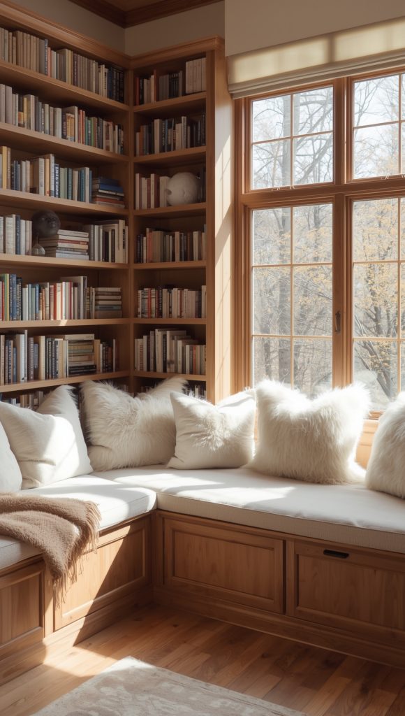Bookshelves with Integrated Seating