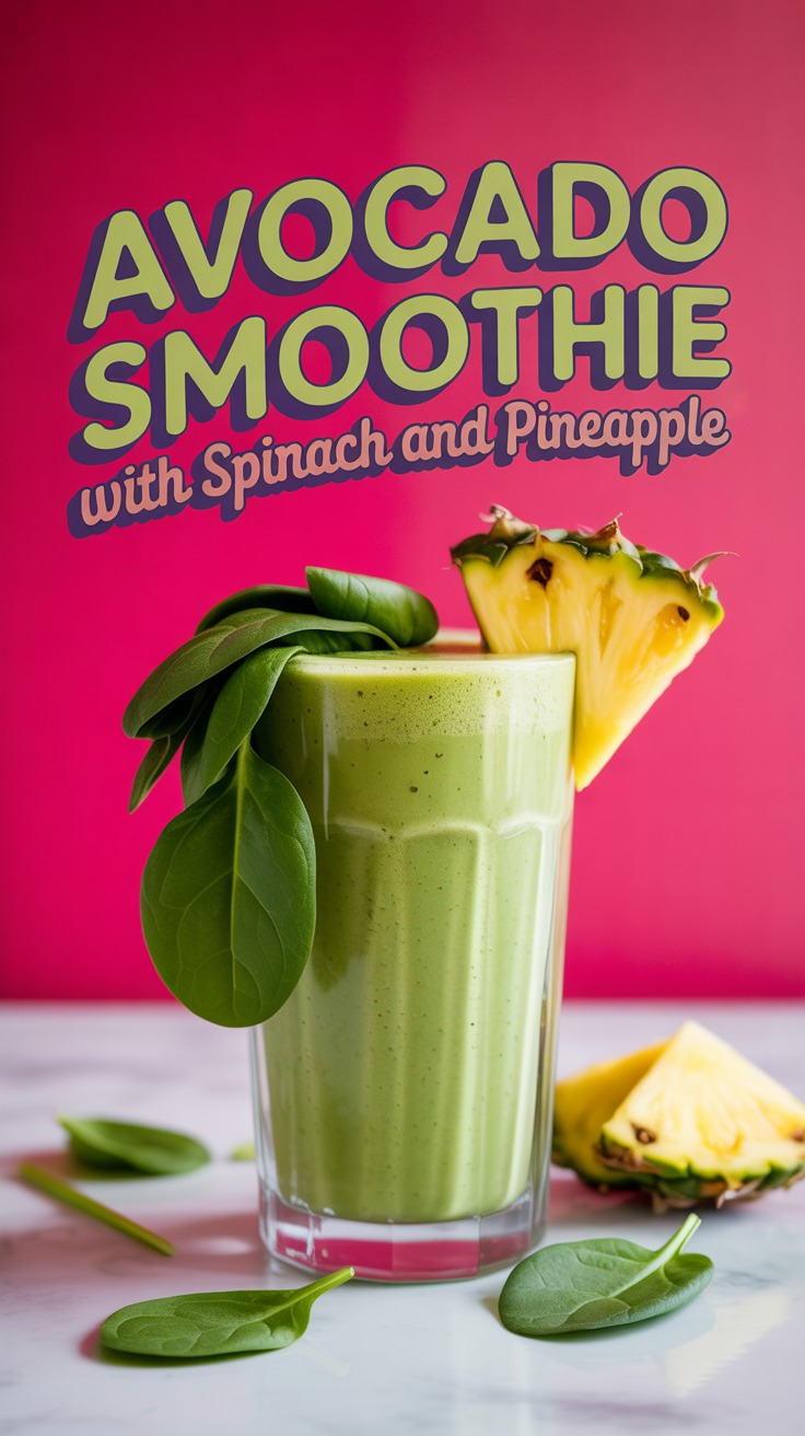 AVOCADO SMOOTHIE WITH SPINACH AND PINEAPPLE