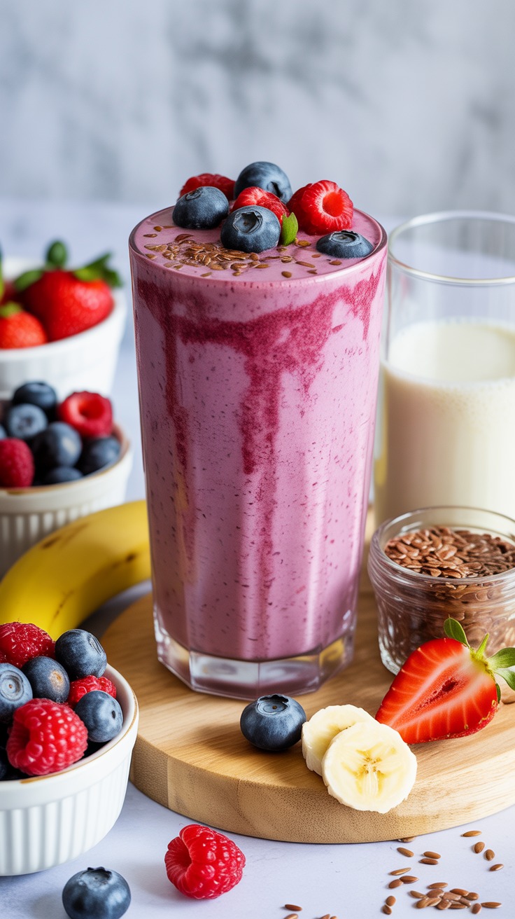 Berry Blast Smoothie with Flaxseed