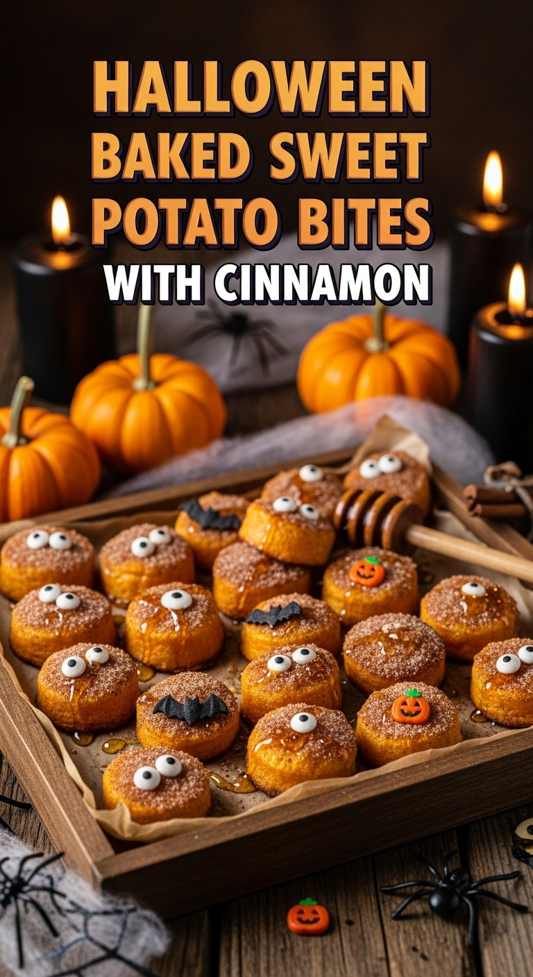 Halloween Baked Sweet Potato Bites with Cinnamon