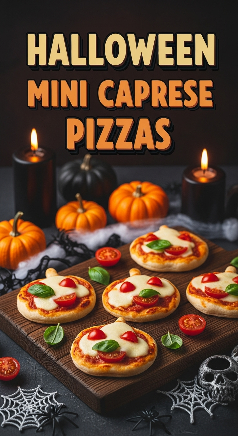 HALLOWEEN MINI CAPRESE PIZZAS