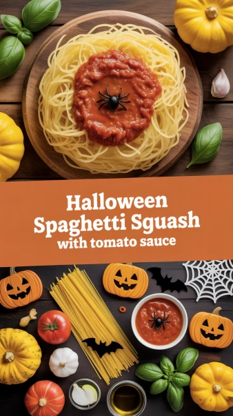 Halloween Spaghetti Squash with Tomato Sauce