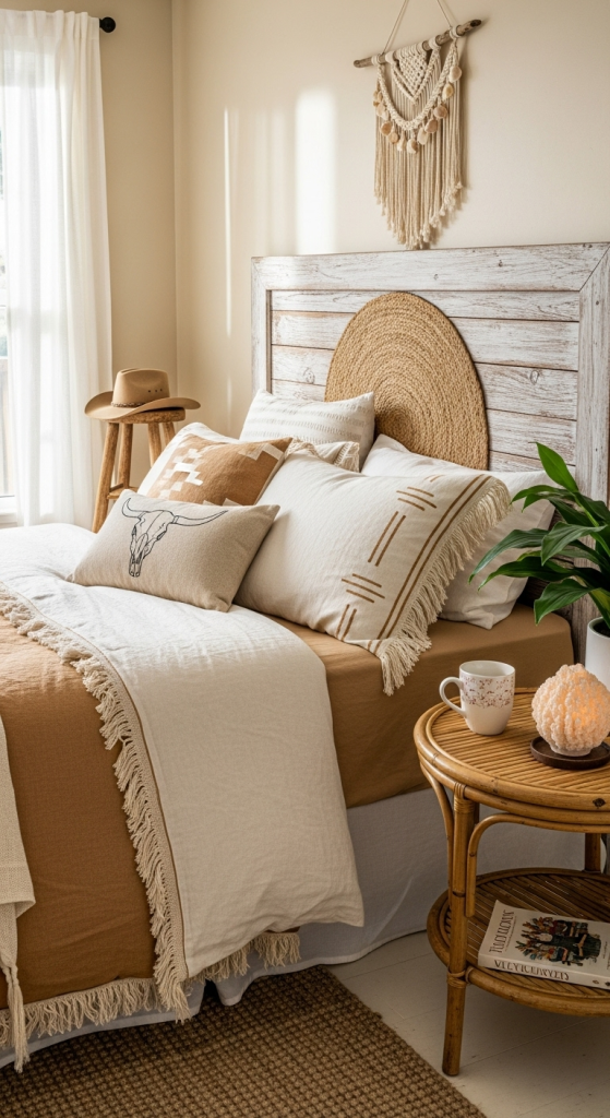 Beachy Western Bedroom Decor with Natural Textures