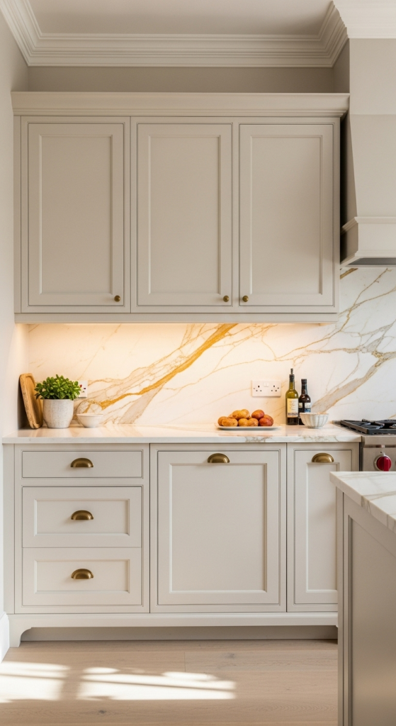 Classic Cream Cabinets with Gold Accents