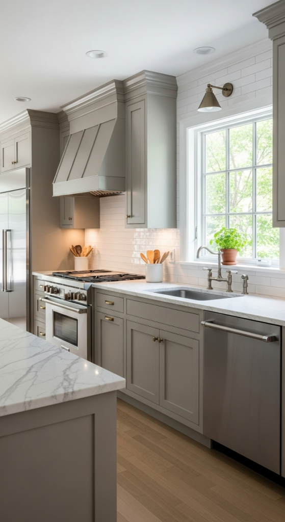 Classic Modern Taupe Kitchen Cabinets