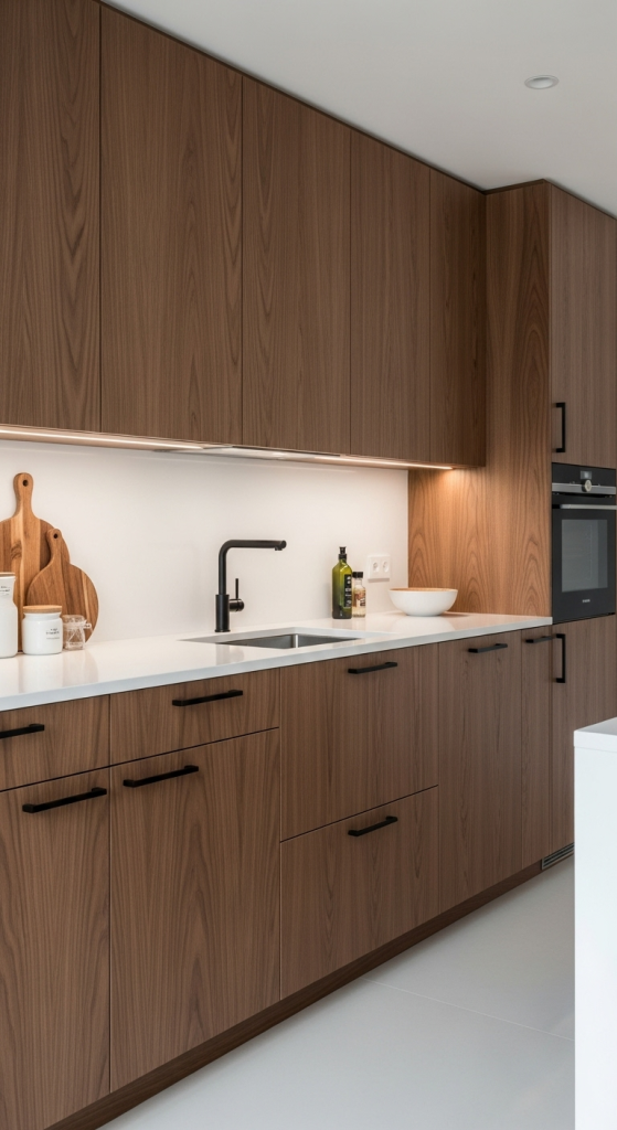Modern Minimalist Walnut Cabinets