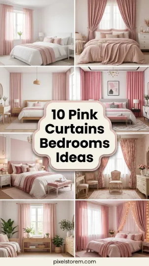 10 Pink Curtains Bedrooms Ideas