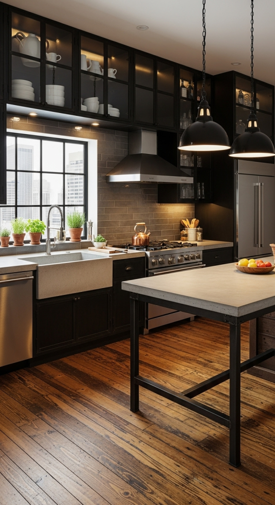 Glass Cabinets with Metal Frames