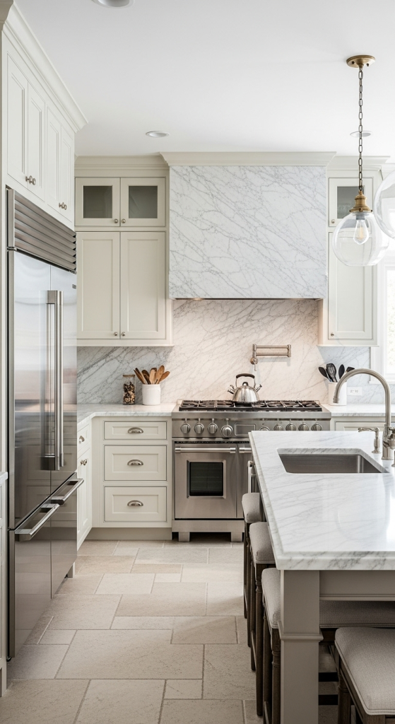 Transitional Cream Kitchen Design