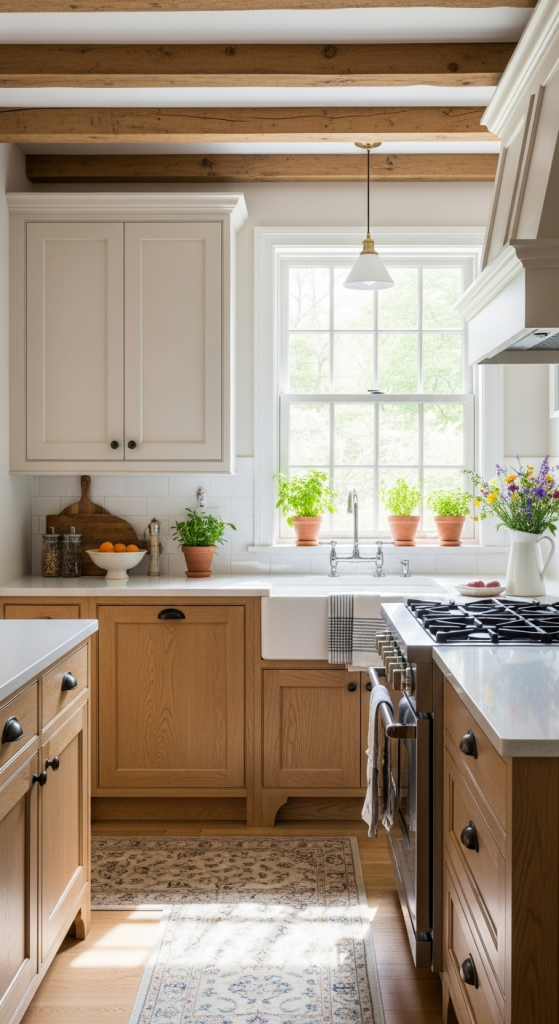 Cream and Wood Combination