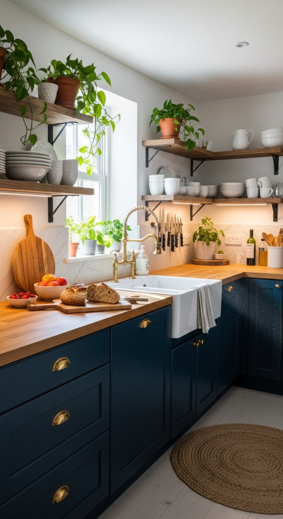 Moody Navy Blue Cabinets for a Twist