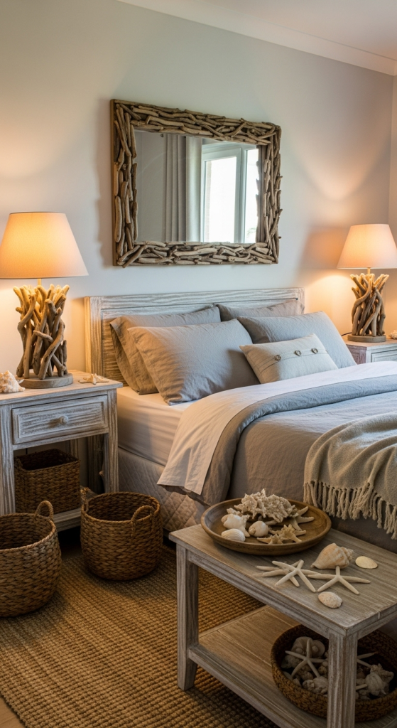 Coastal Rustic Bedroom Ideas with Driftwood Accents
