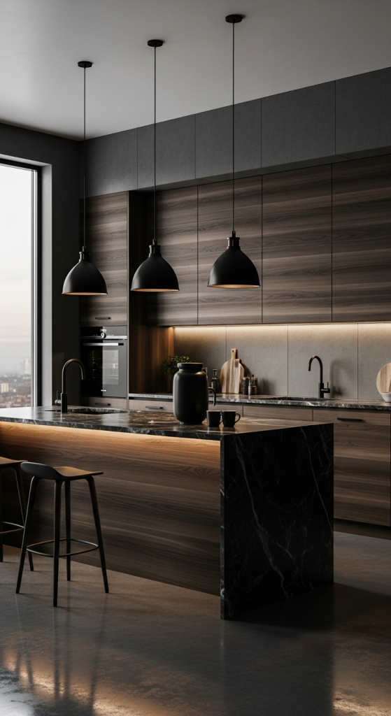 Dark and Moody Walnut Kitchens