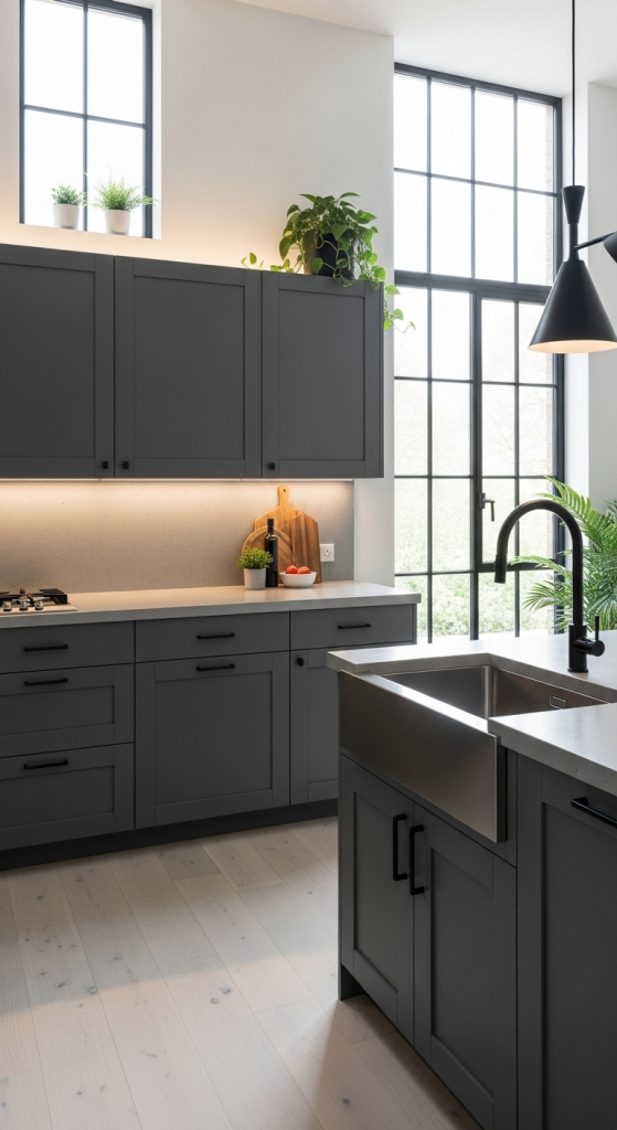 Matte Finish Dark Cabinets: Sleek & Modern