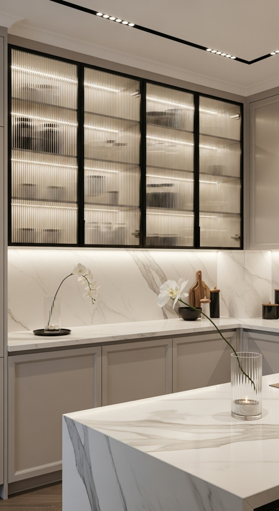 Sleek Glass Door Kitchen Design