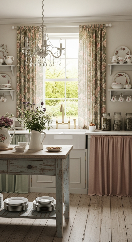Shabby Chic Chandelier Over the Sink