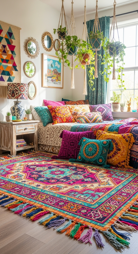 Colorful Boho Rugs with Tassels and Fringe