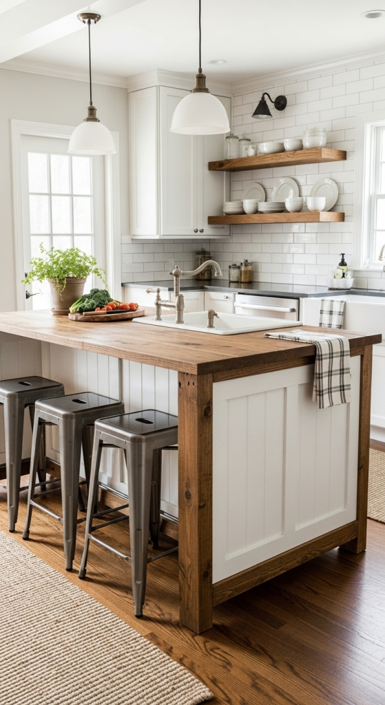 Two-Tiered Farmhouse Island with Seating