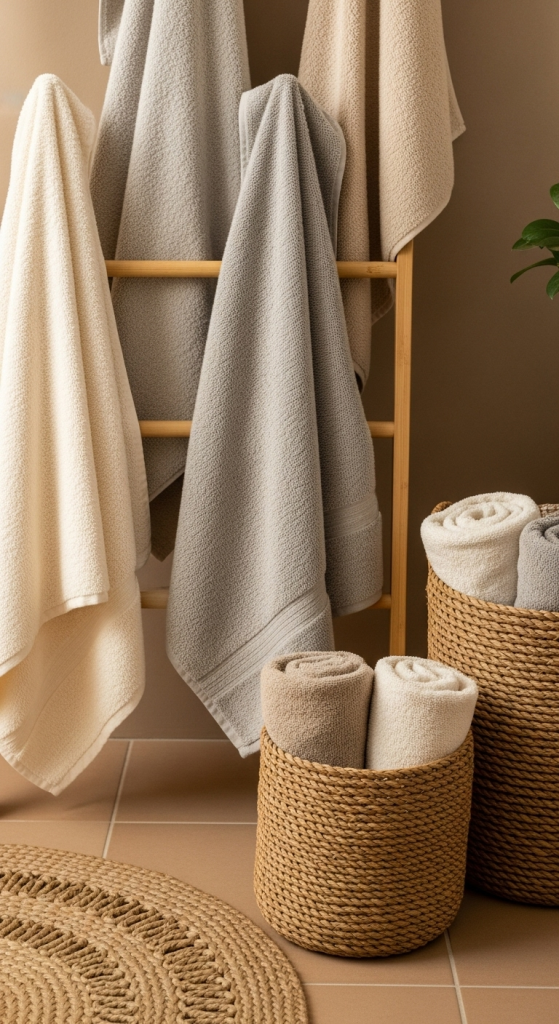 Add Textural Contrast With Towels and Rugs