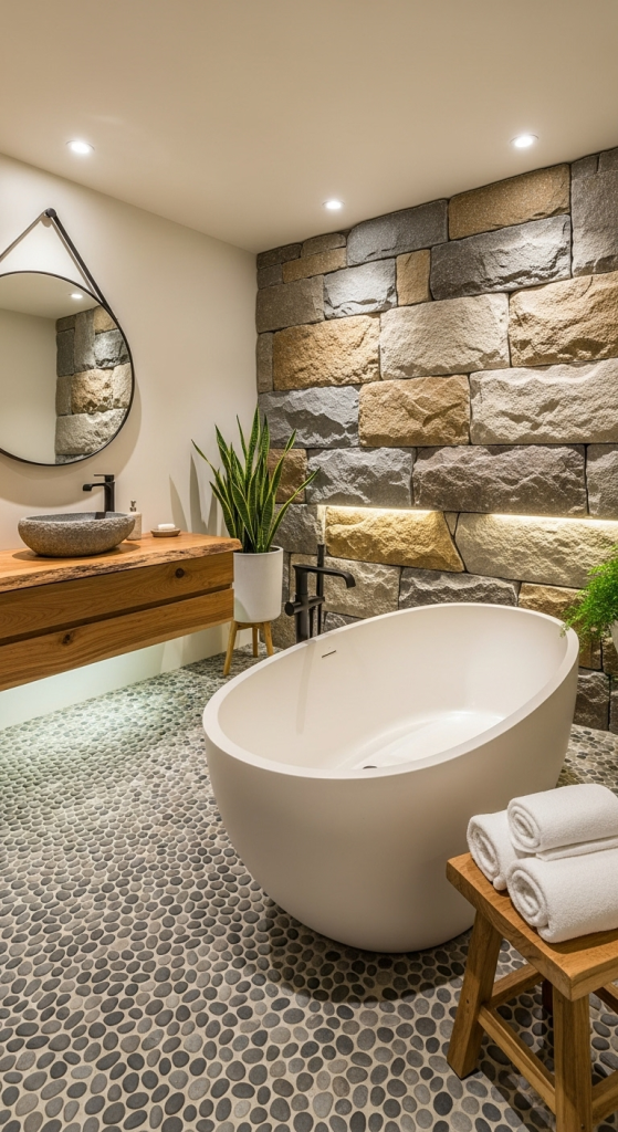 Rustic Stone Design in the Bathroom: A Spa-Like Retreat