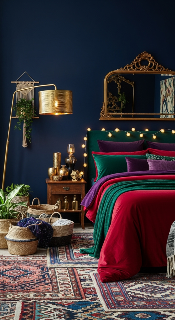 Boho Glam with Jewel Tones & Dark Walls