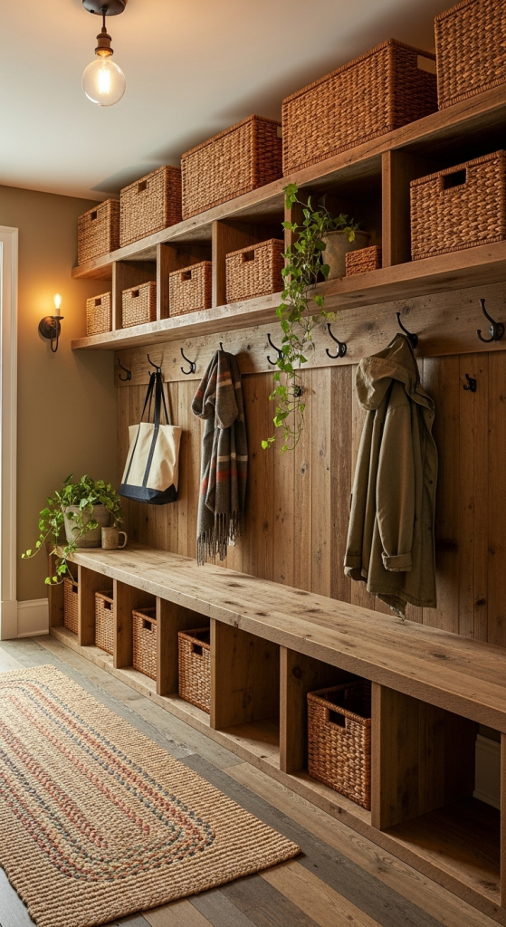  Hallway Storage with Rustic Charm