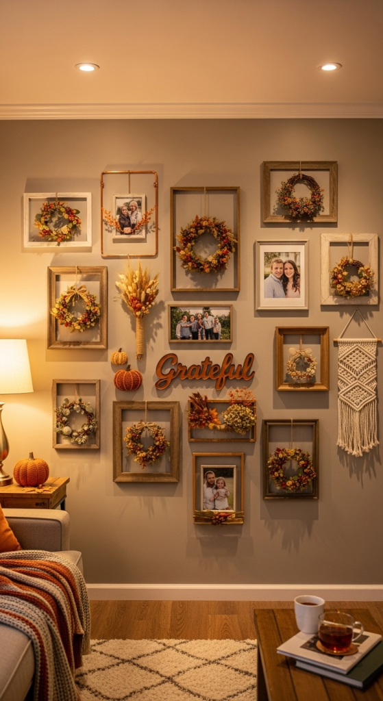 Family Photo Wall with Autumn Frames