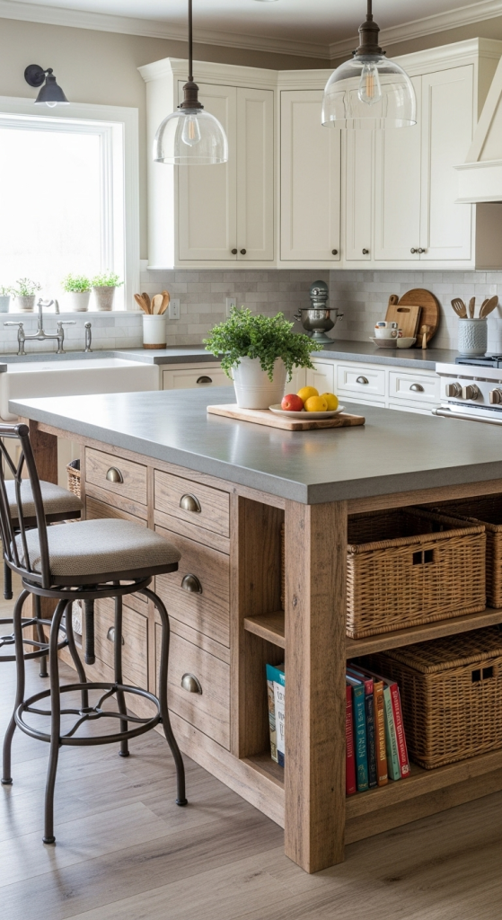 Island with Built-in Storage & Seating