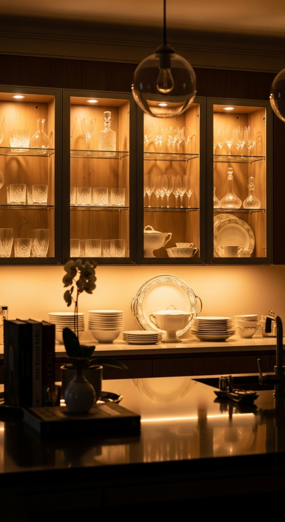 Lighted Glass Cabinets