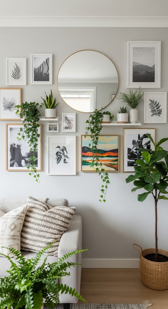 Combine Plants with Art and Decor