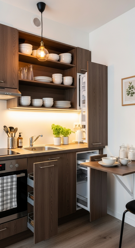 Small Kitchen Magic: Compact Oak Design