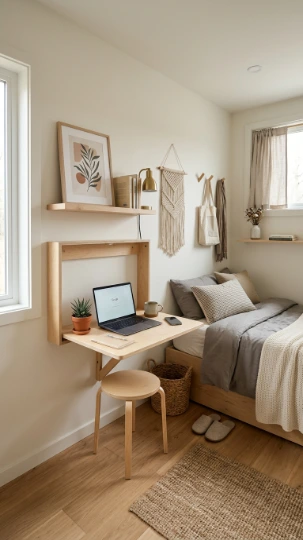 Add a Fold-Down Desk for Work Sleep Combo