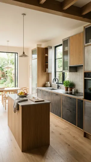 Aluminium Cabinets with Wooden Accents