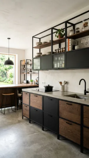 Aluminium Open Shelving + Closed Cabinets