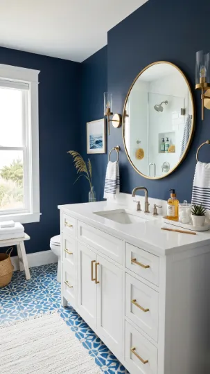 Bold Blue Beach Style Bathroom Ideas