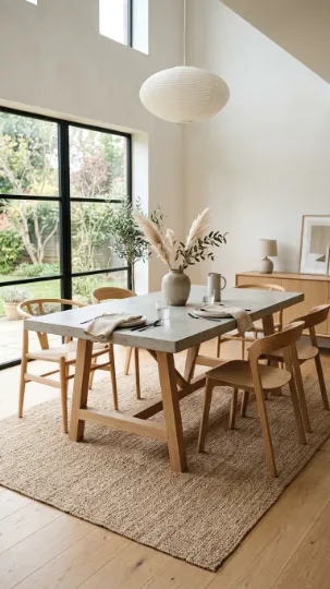 Concrete & Wood Japandi Fusion Table