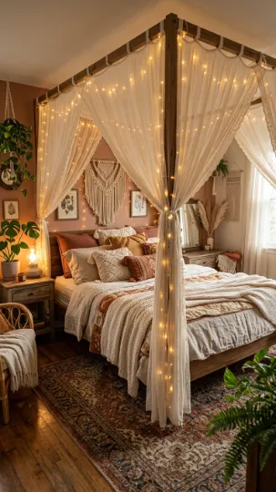 Drape Fairy Lights Around a Canopy Bed